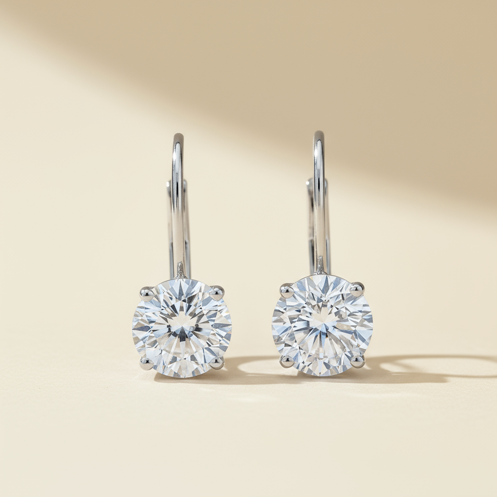 Moissanite Diamond Dangle Hoop Earrings