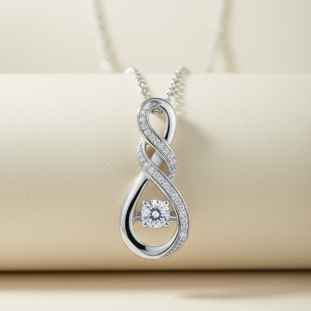 Double Twisted Infinity Pendant Necklace