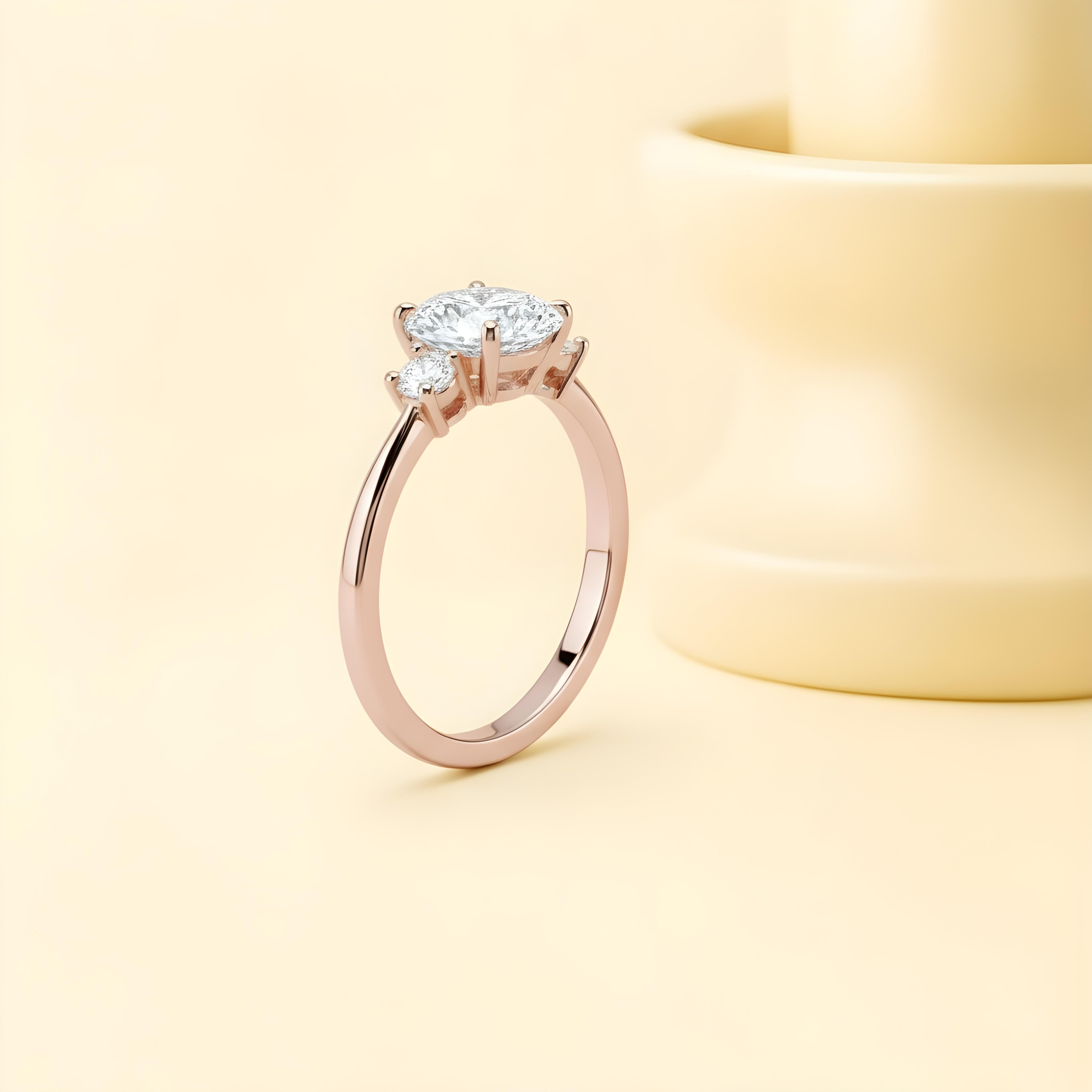 Oval Moissanite Three-Stone Engagement Ring