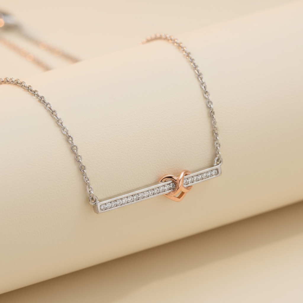 Infinity Heart Bar Pendant Necklace