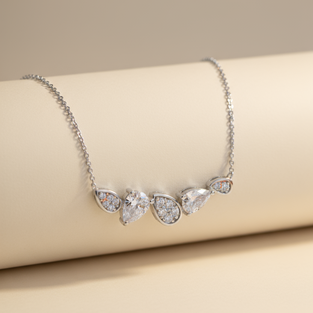 Pear Shape Cluster Pendant Necklace