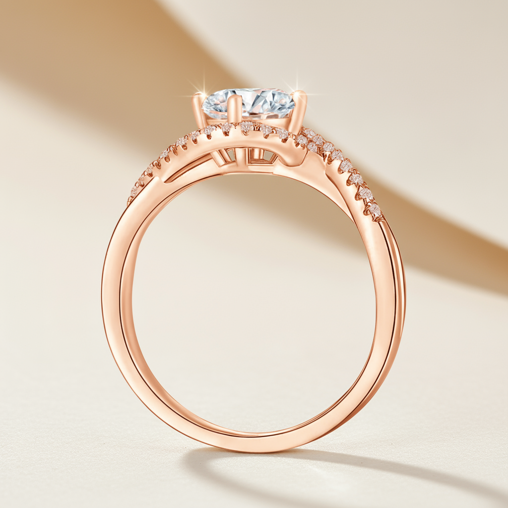 Twisted Moissanite Diamond Engagement Ring