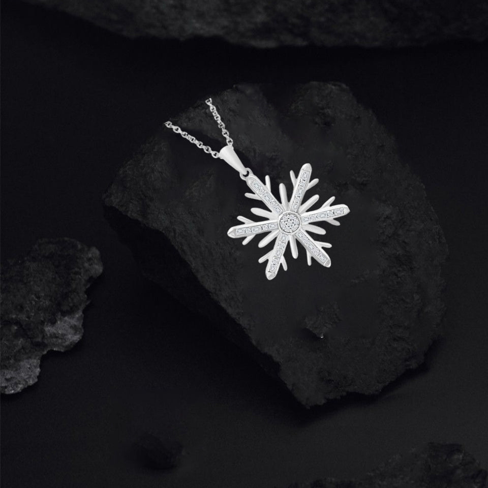 Baguette Snowflake Pendant Necklace