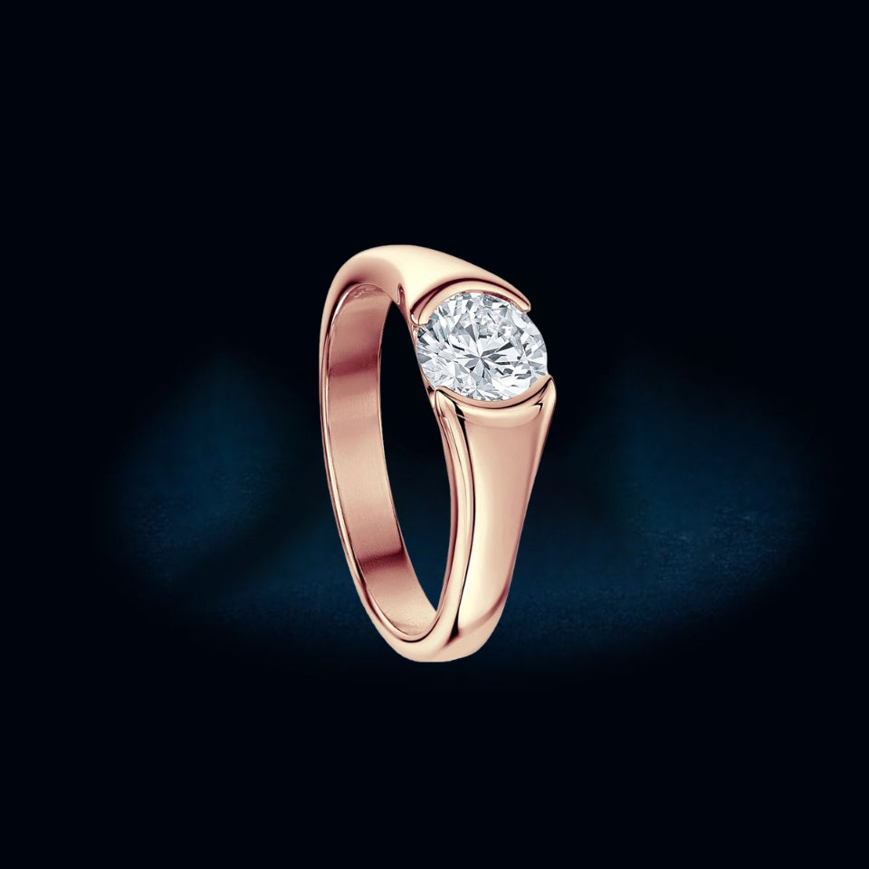 Half Bezel Moissanite Solitaire Ring