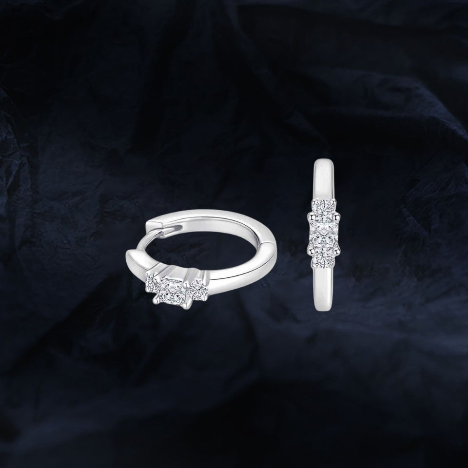 Princess Cut Moissanite Hoop Earrings