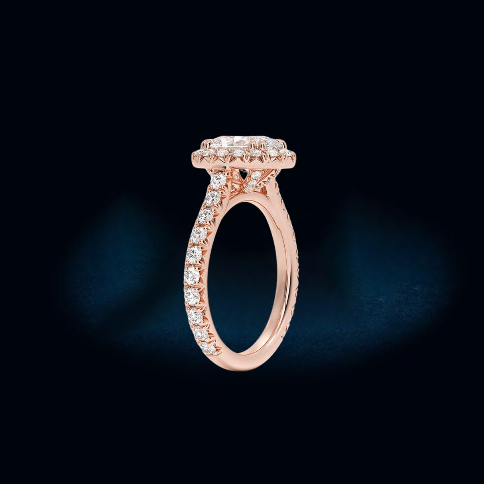 Oval Shape Moissanite Halo Ring