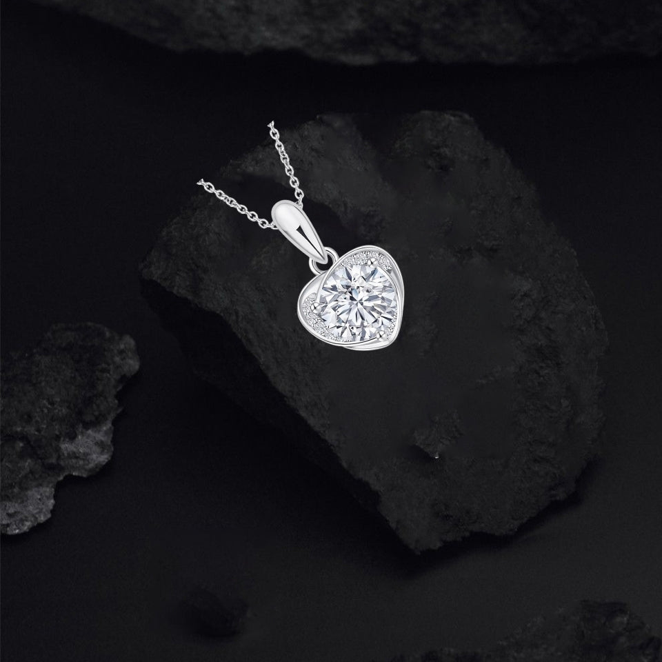 Moissanite Diamond Love Heart Pendant Necklace