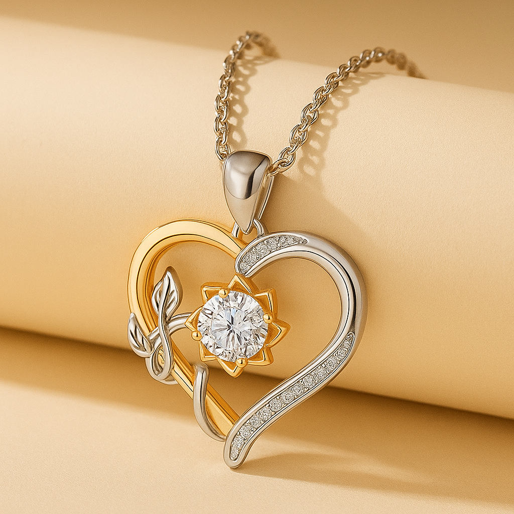 Flower heart Pendant Necklace