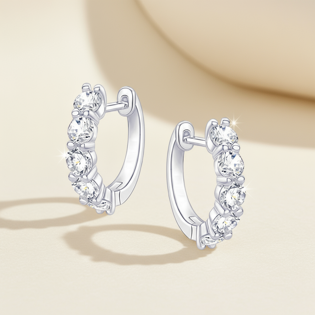 Moissanite Diamond Hoop Earrings