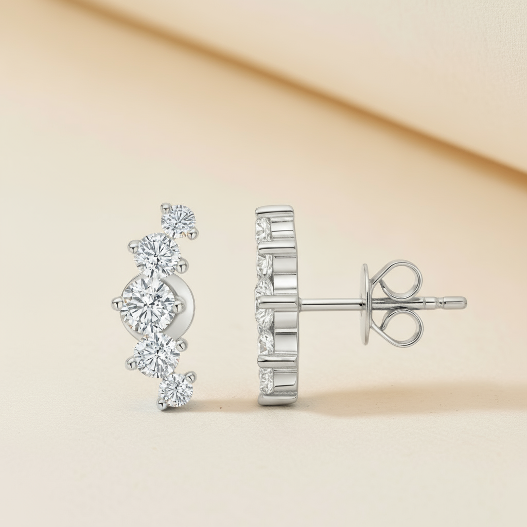 Ear Crawler Moissanite Diamond Stud