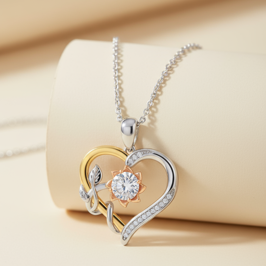 Flower heart Pendant Necklace