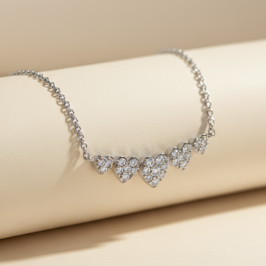 Five Heart Bar Pendant Necklace