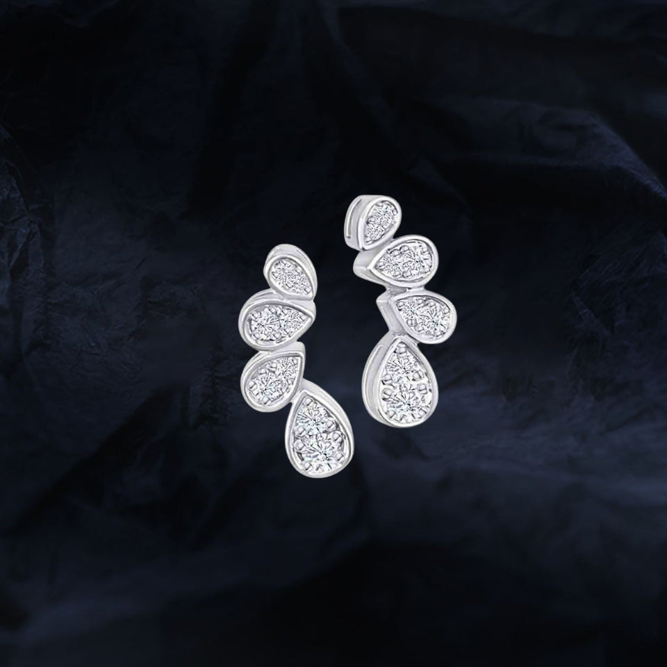 Cubic Zirconia Teardrop Ear Crawler Stud