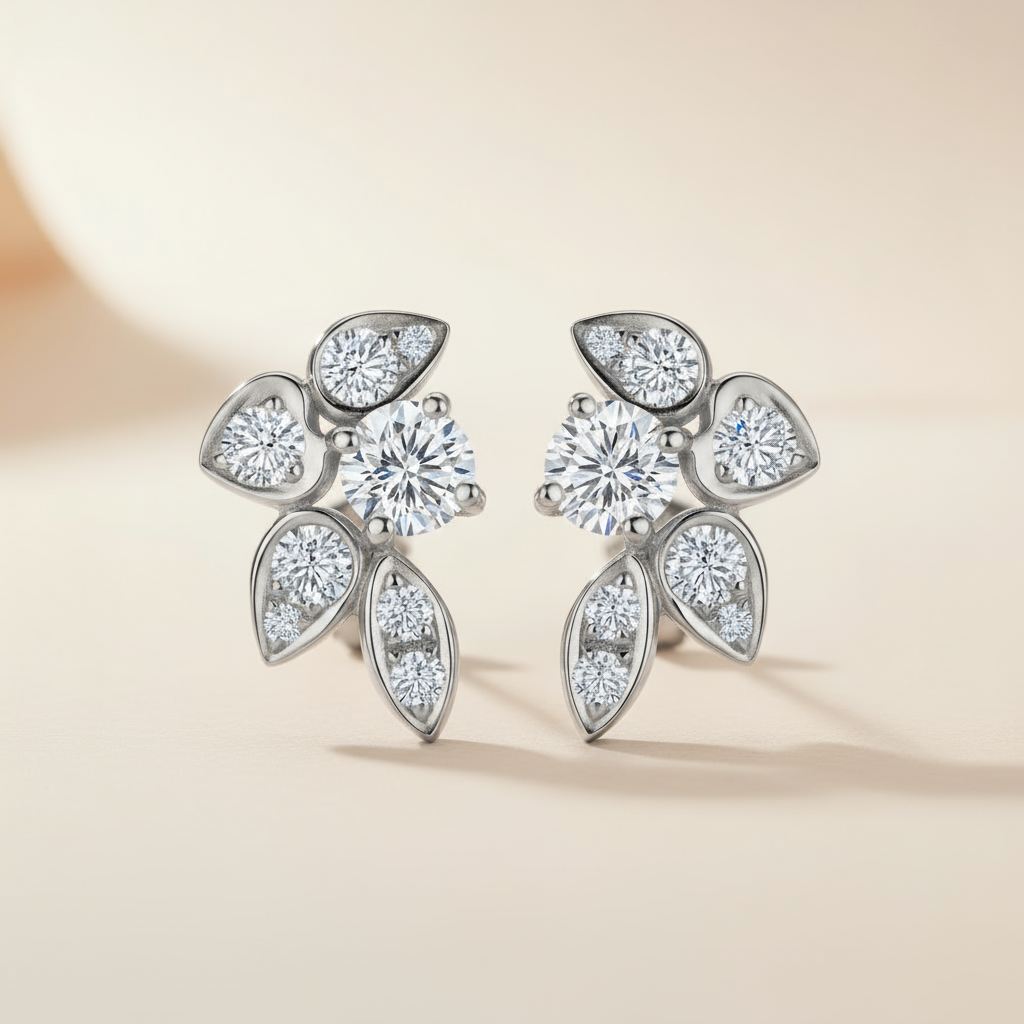 Cluster Multi Shaped Moissanite Diamond Stud