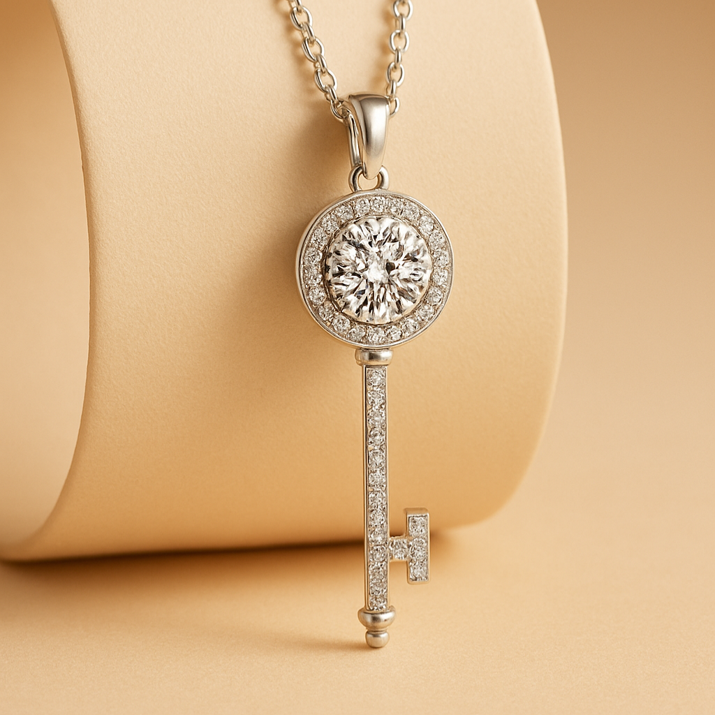 Moissanite Key Pendant Necklace