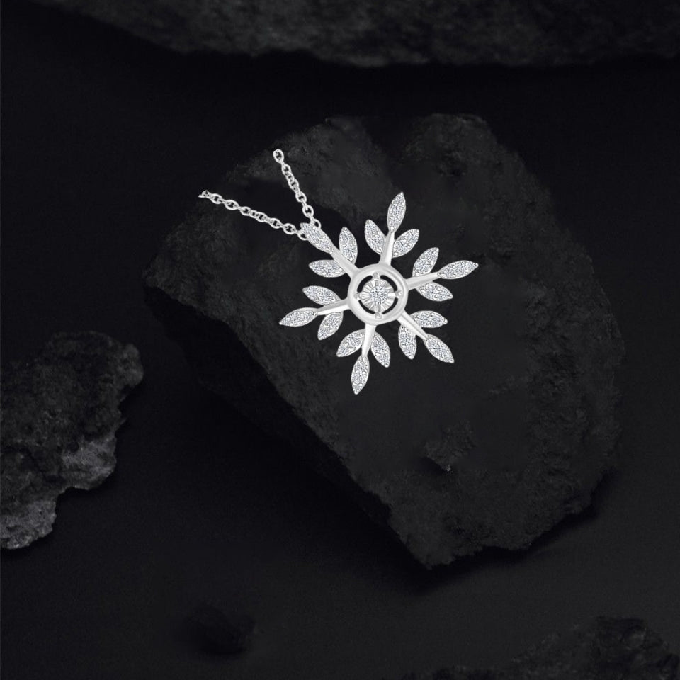 Circle Outline Snowflake Pendant Necklace