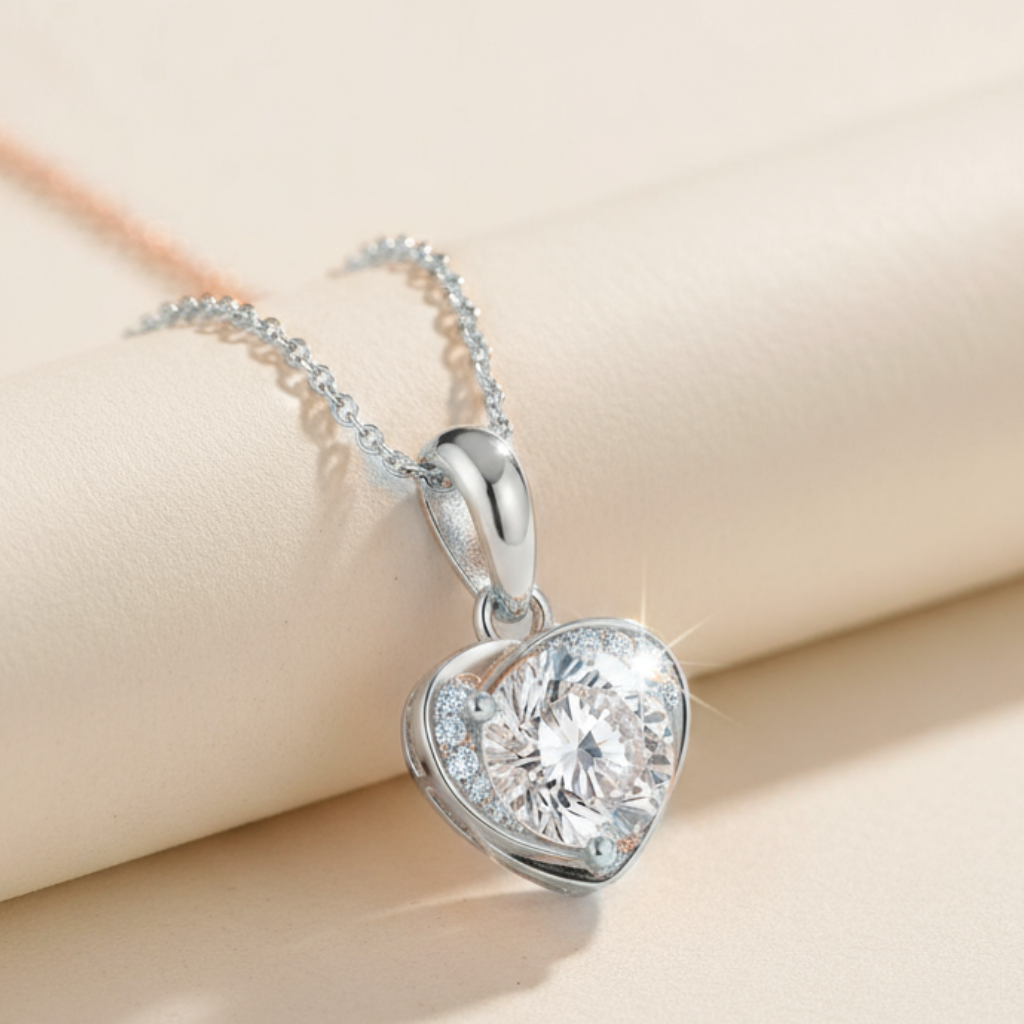 Moissanite Diamond Love Heart Pendant Necklace
