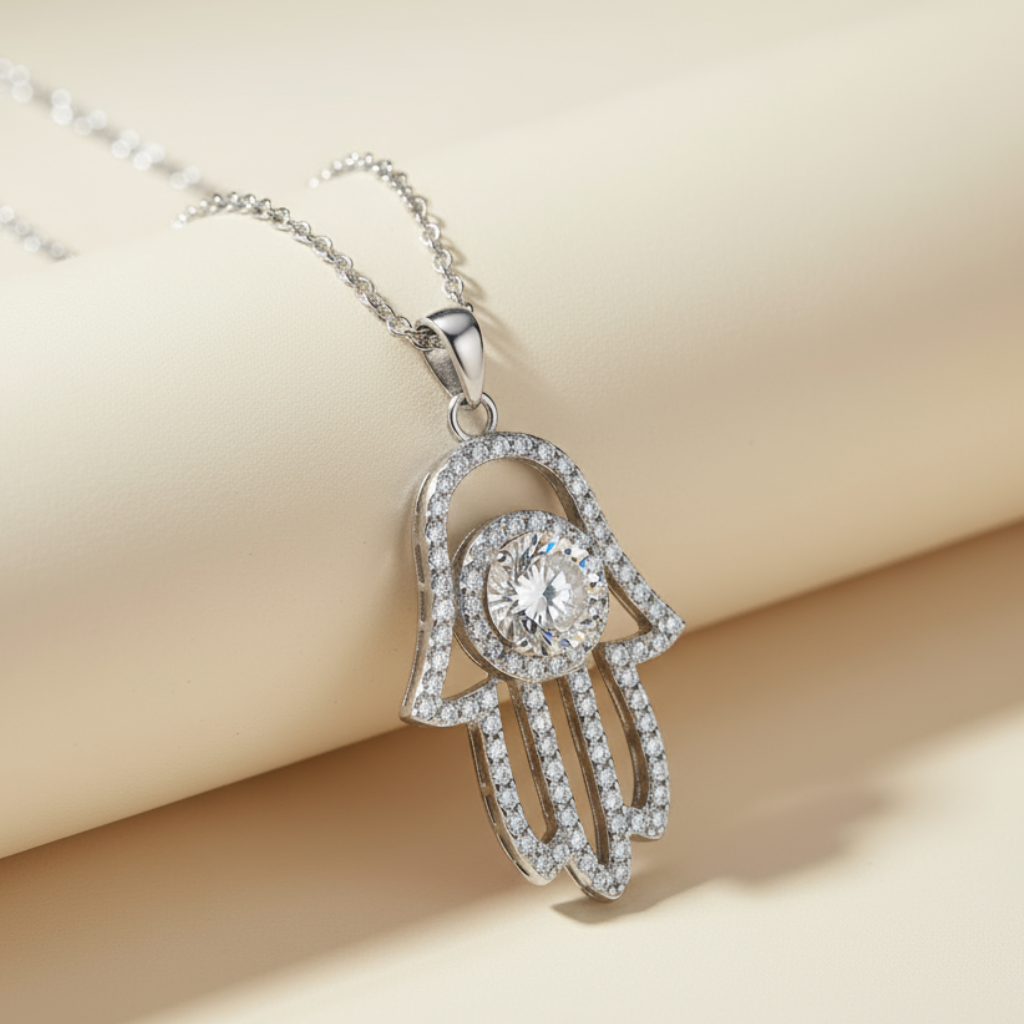 Evil Eye Hamsa Hand Pendant Necklace