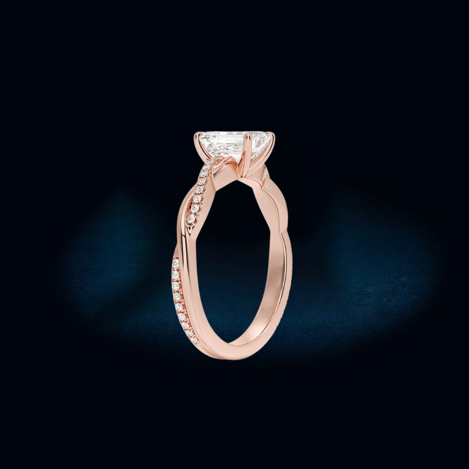 Emerald Cut Moissanite Twisted Ring