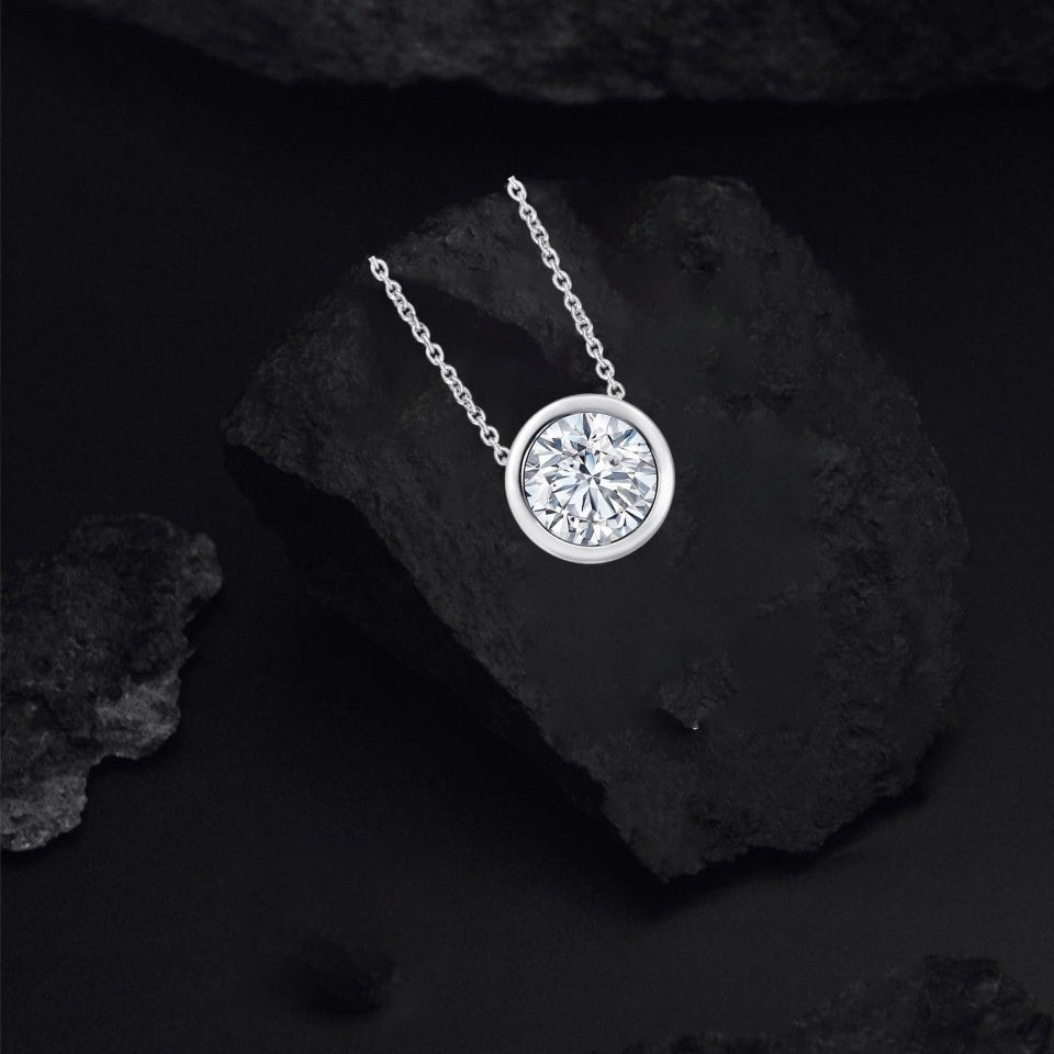 Bezel Set Solitaire Pendant Necklace