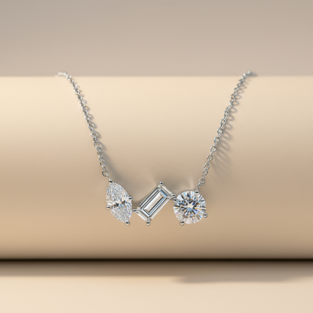 Cubic Zirconia Multi Shape Pendant Necklace