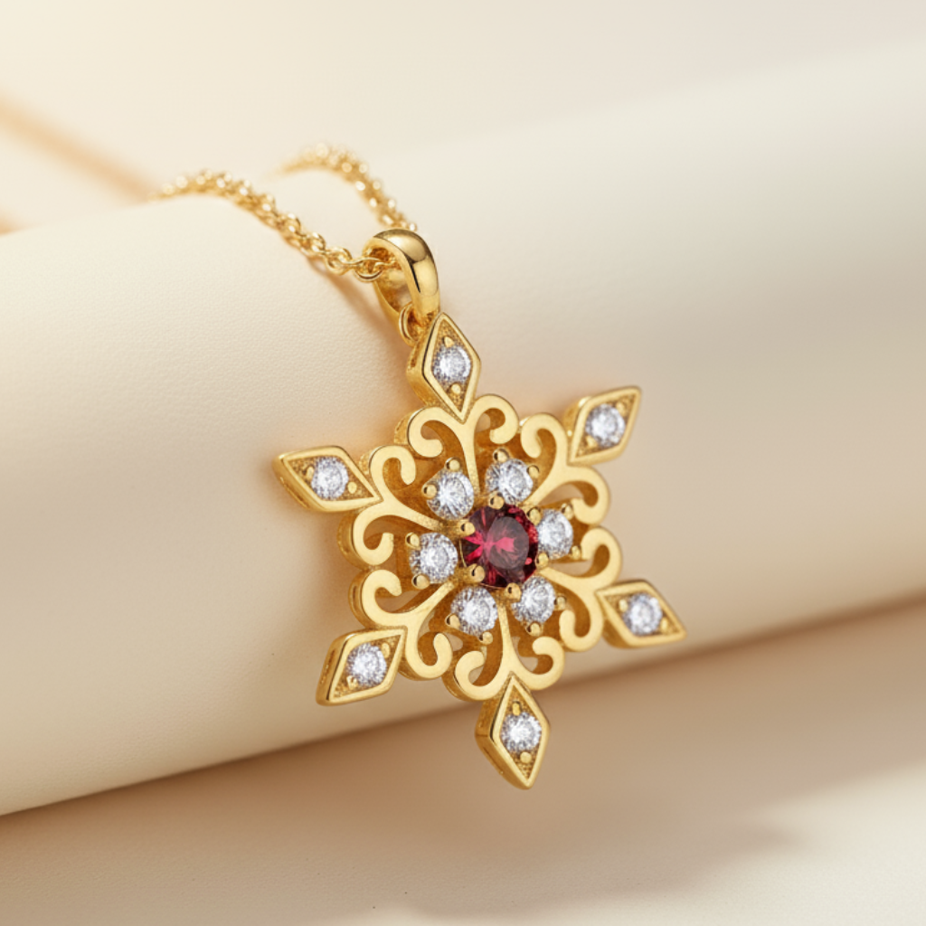 Birthday Snowflake Pendant Necklace