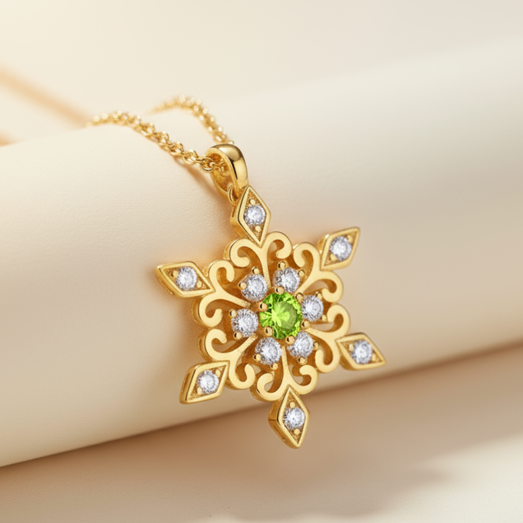 Birthday Snowflake Pendant Necklace