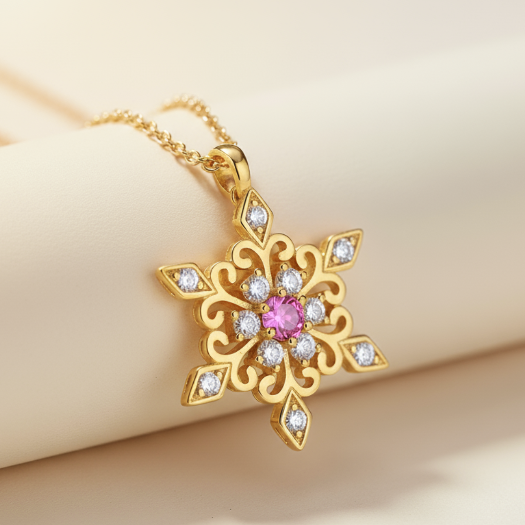 Birthday Snowflake Pendant Necklace