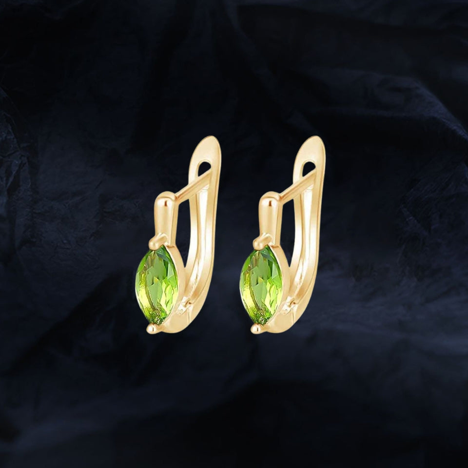 Marquise Gemstone Hoop Huggie Earrings