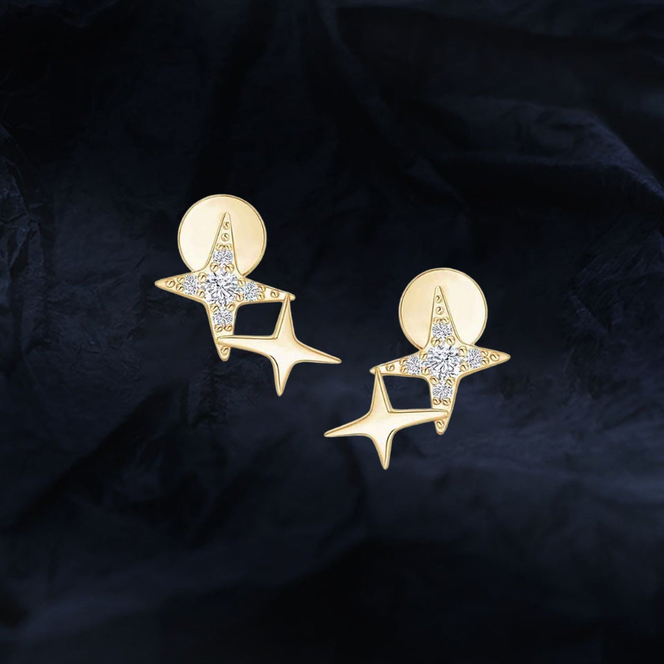 Moissanite Diamond Star Stud