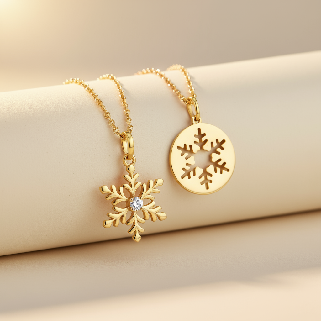 Cut-Out Snowflake Disc Pendant Necklace