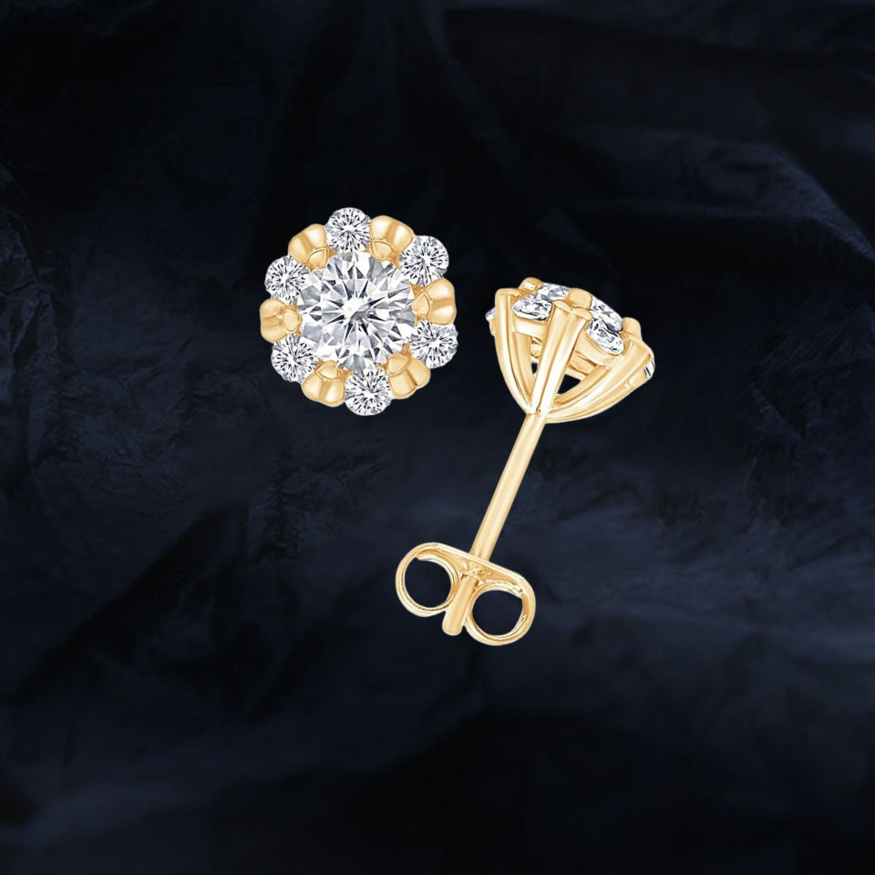 Snowflake Round Moissanite Stud