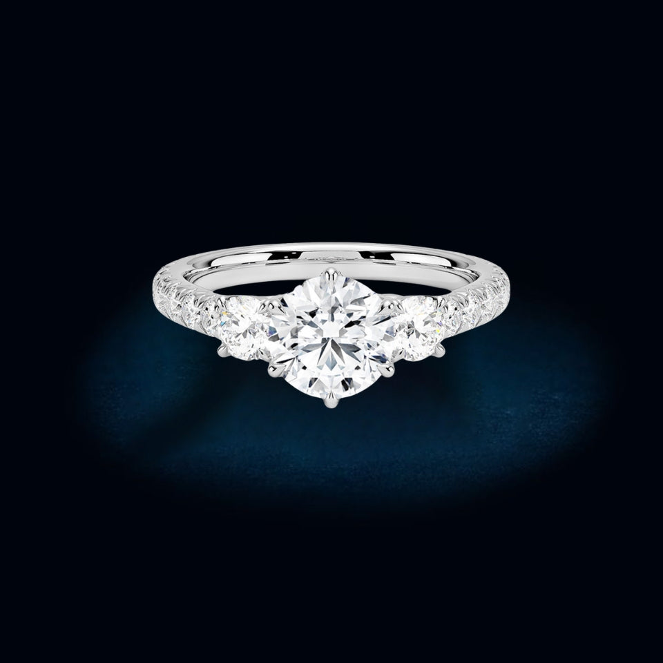 Channel Three-Stone Engagement Ring