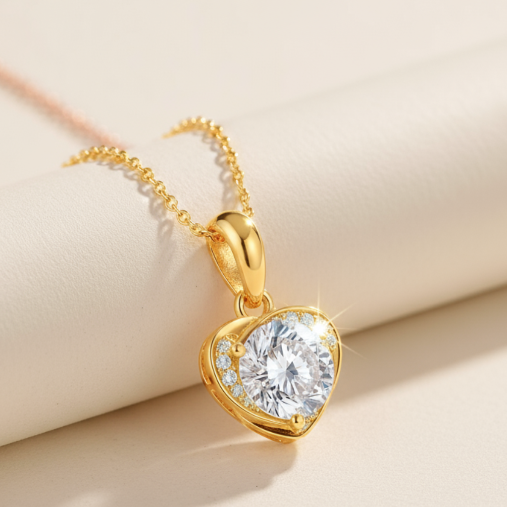 Moissanite Diamond Love Heart Pendant Necklace