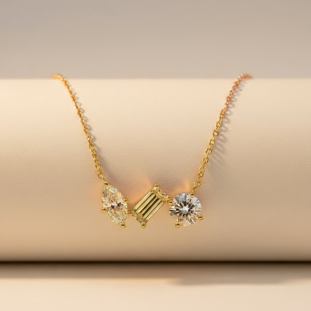 Cubic Zirconia Multi Shape Pendant Necklace