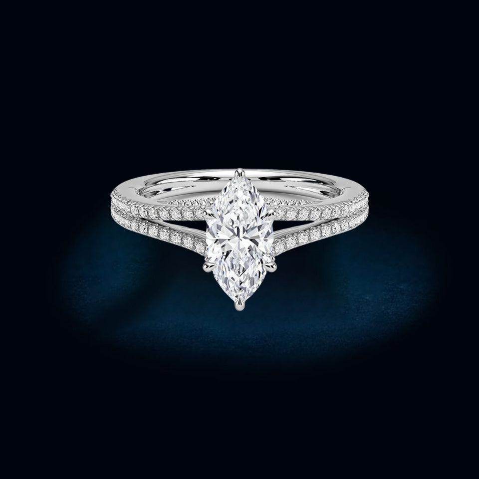 Marquise Moissanite Band Ring