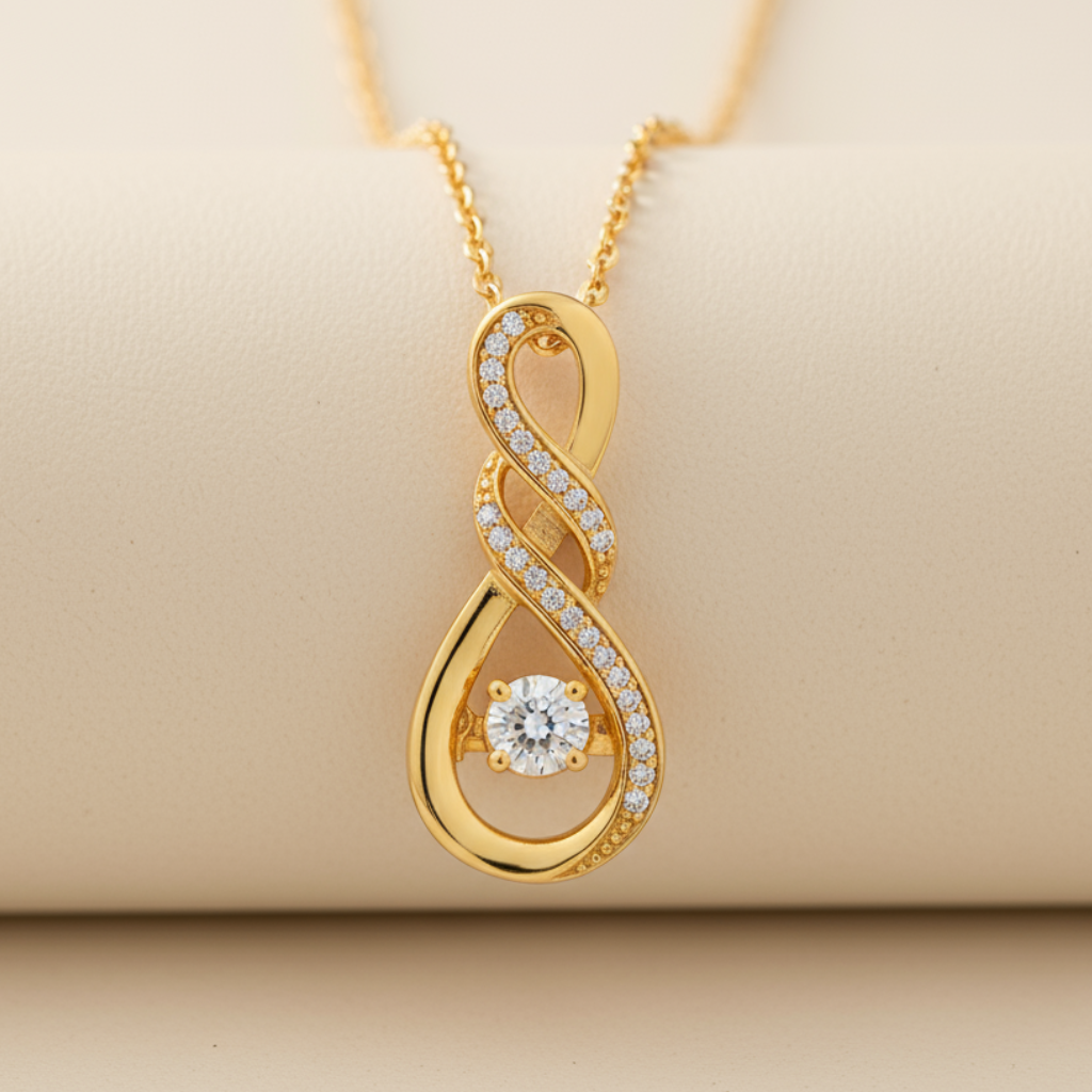 Double Twisted Infinity Pendant Necklace