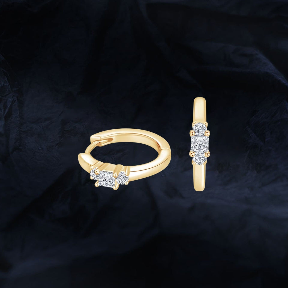 Princess Cut Moissanite Hoop Earrings