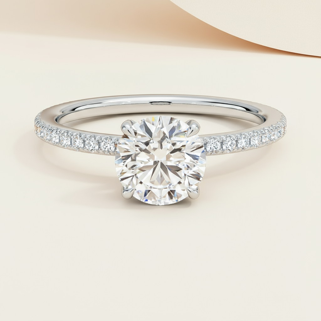 Round Cut Moissanite Diamond Ring