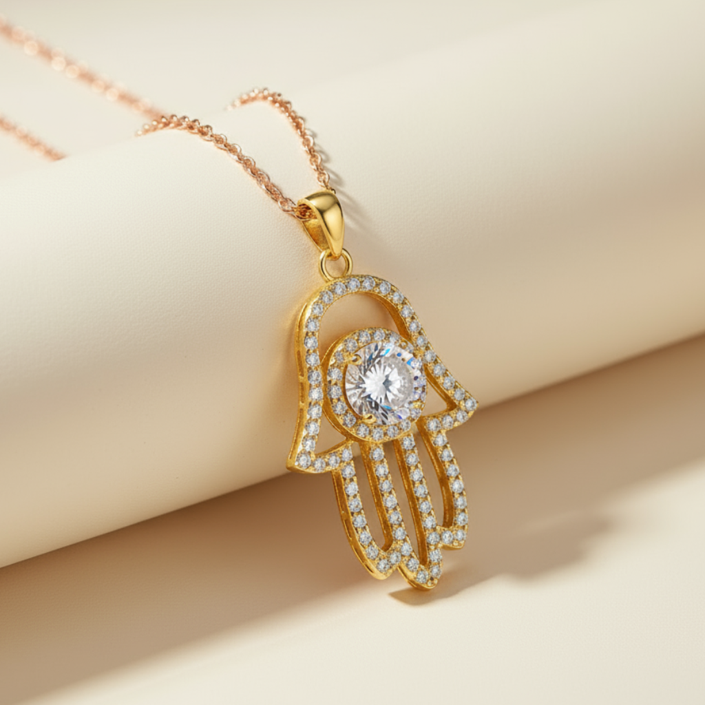 Evil Eye Hamsa Hand Pendant Necklace