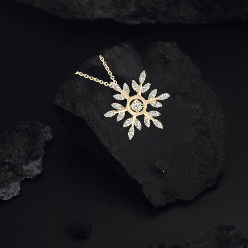 Circle Outline Snowflake Pendant Necklace
