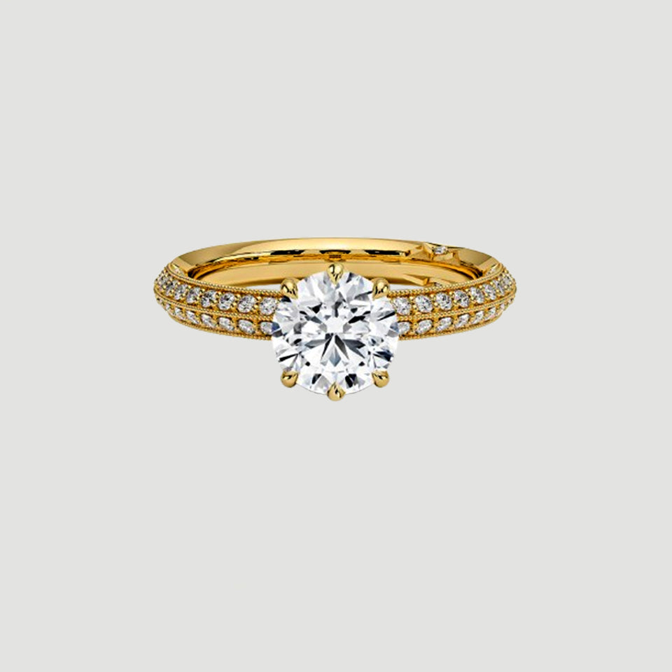 Moissanite Diamond Six Prong Ring