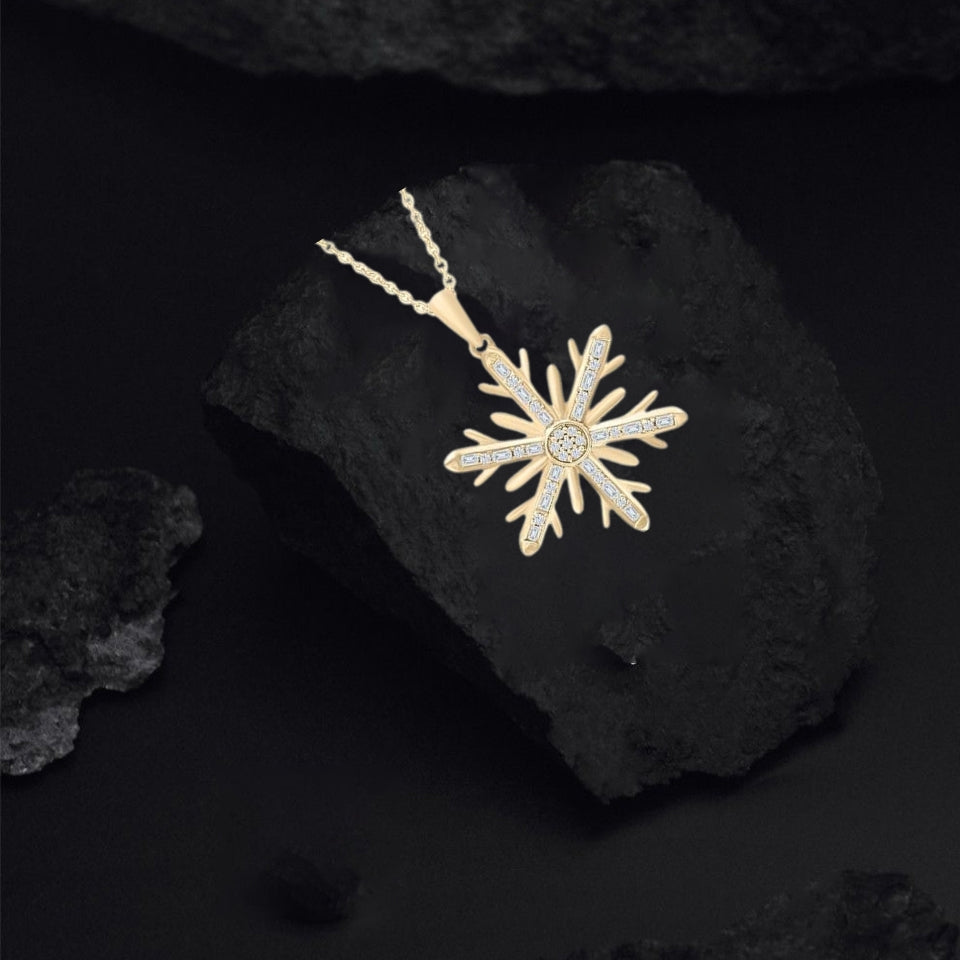 Baguette Snowflake Pendant Necklace