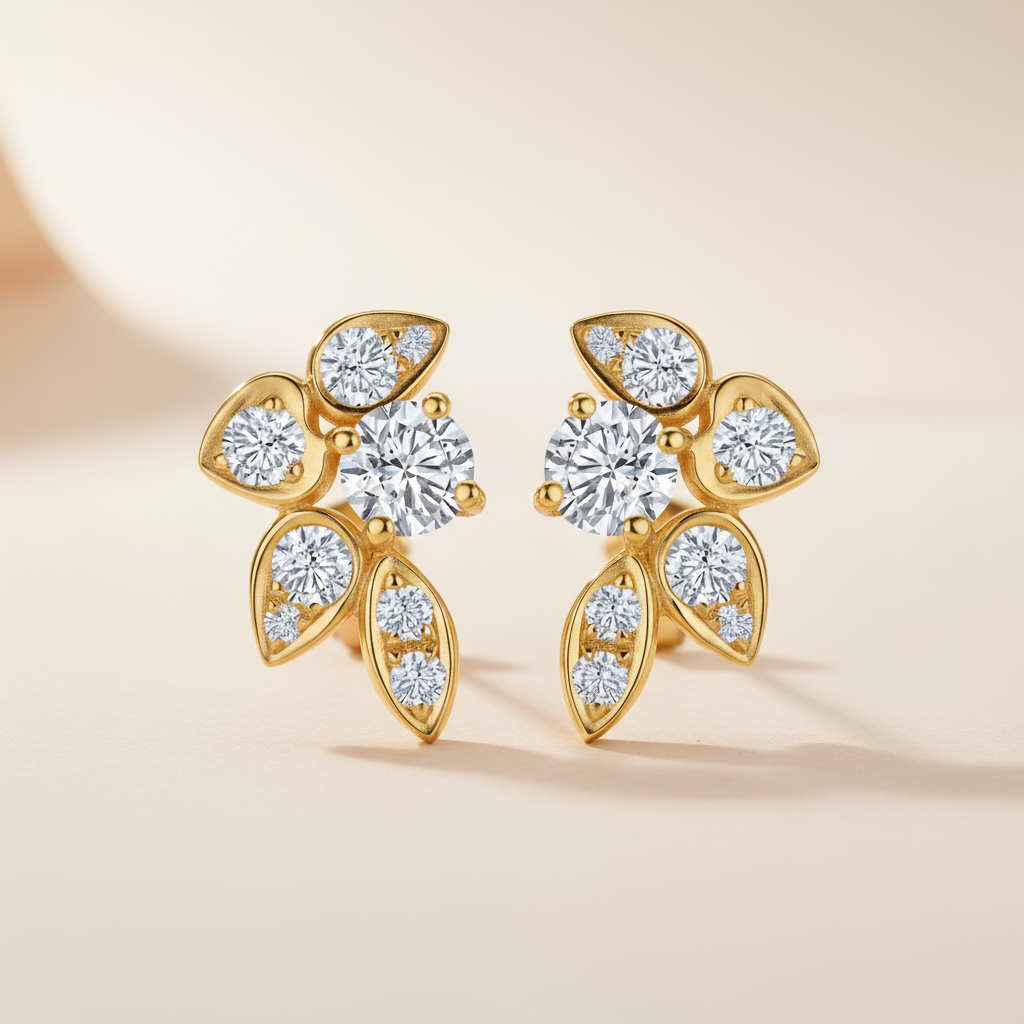 Cluster Multi Shaped Moissanite Diamond Stud