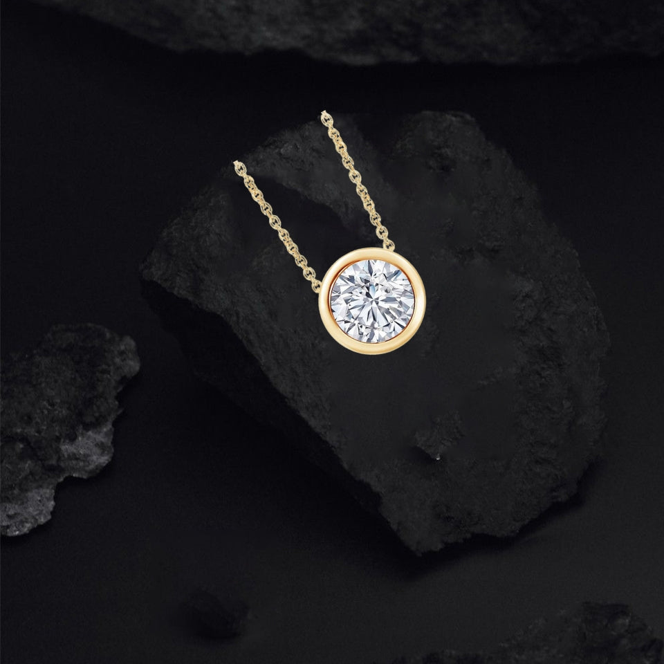 Bezel Set Solitaire Pendant Necklace