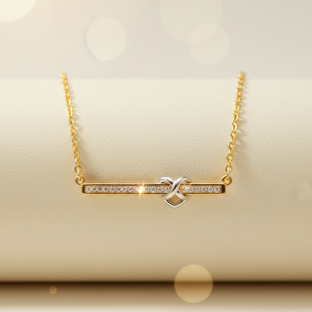 Infinity Heart Bar Pendant Necklace