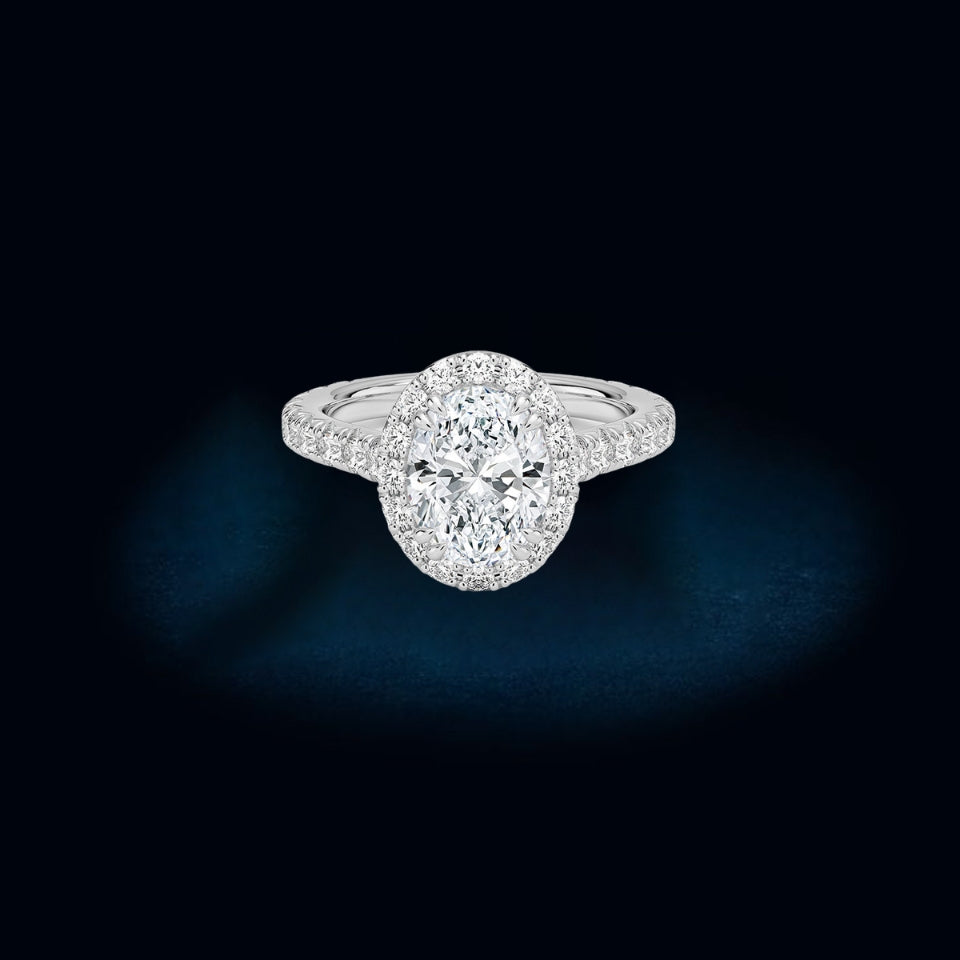 Oval Shape Moissanite Halo Ring
