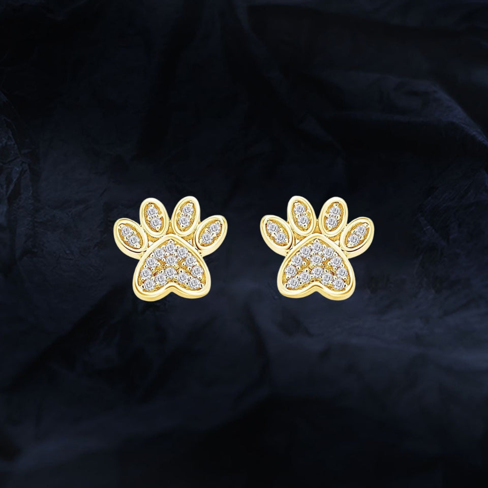 Cubic Zirconia Paw Print Stud