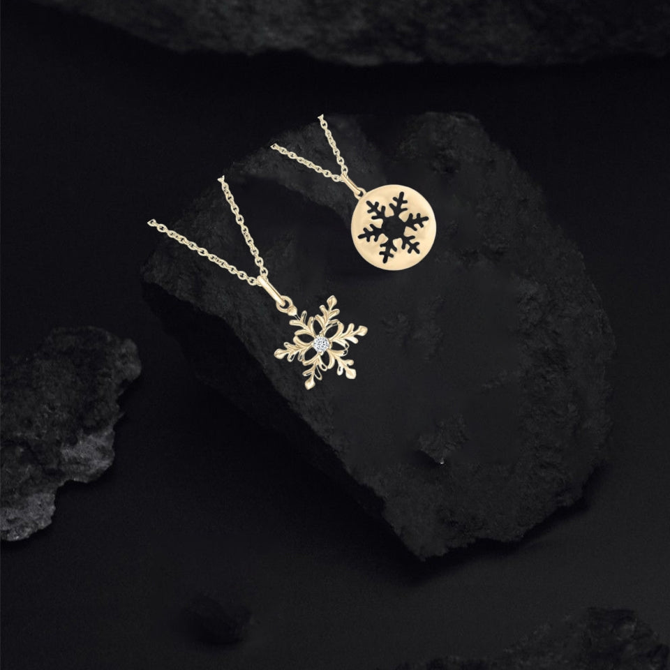 Cut-Out Snowflake Disc Pendant Necklace