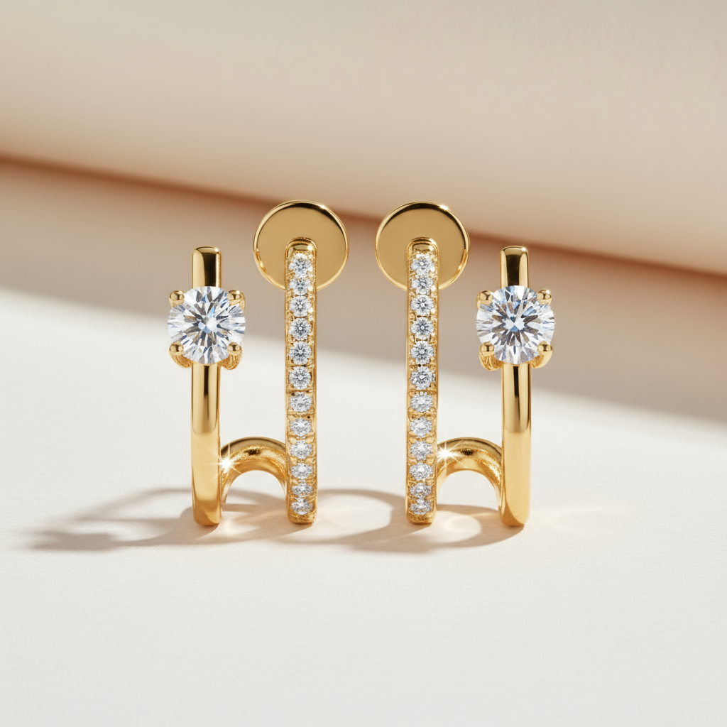 Moissanite Diamond Open Hoop Earrings